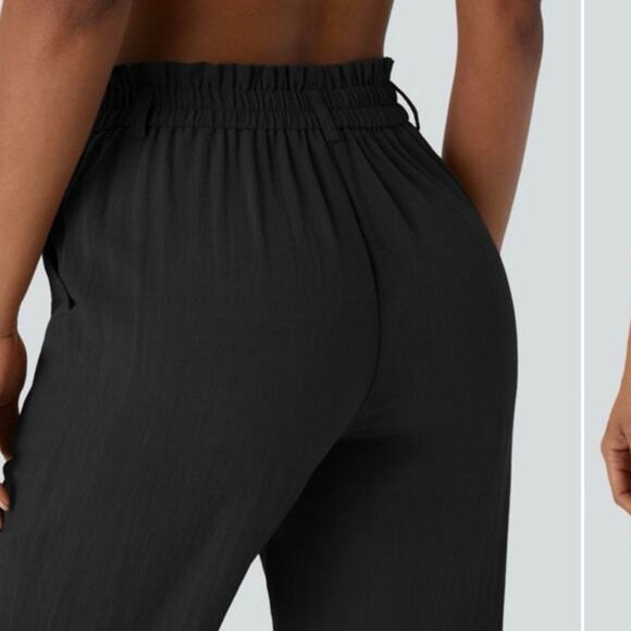 Halara Black High Waisted Capri Linen-Feel Pants - Picture 4 of 5